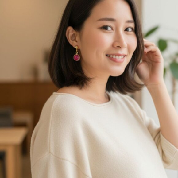 NEW!!! Alara Red Turkiye Earrings - Picture 2 of 6